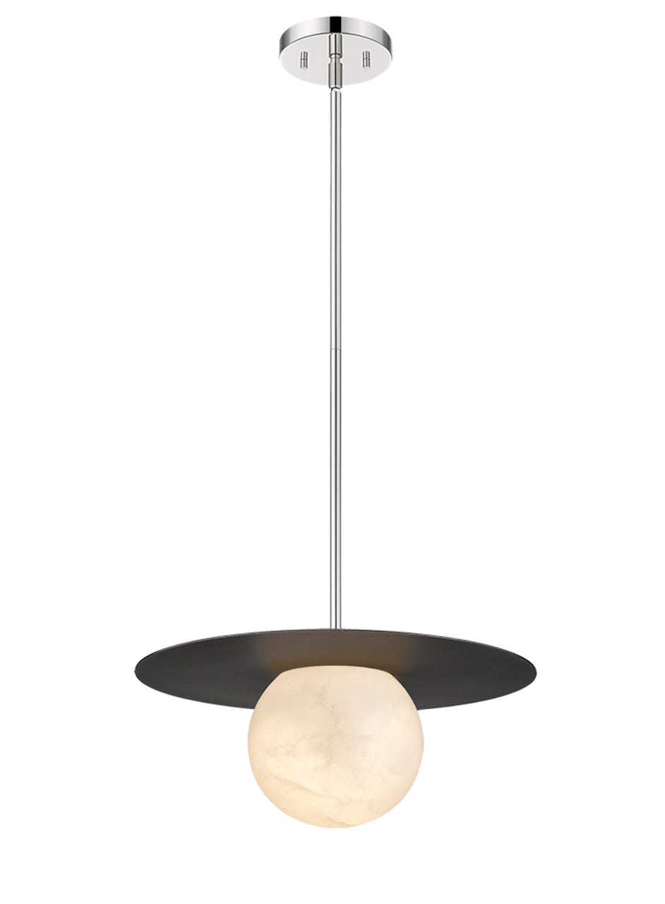 Moon Disk 1-Light Polished Nickel Carved Alabaster Pendant By Modition (Copy) Modition Lighting