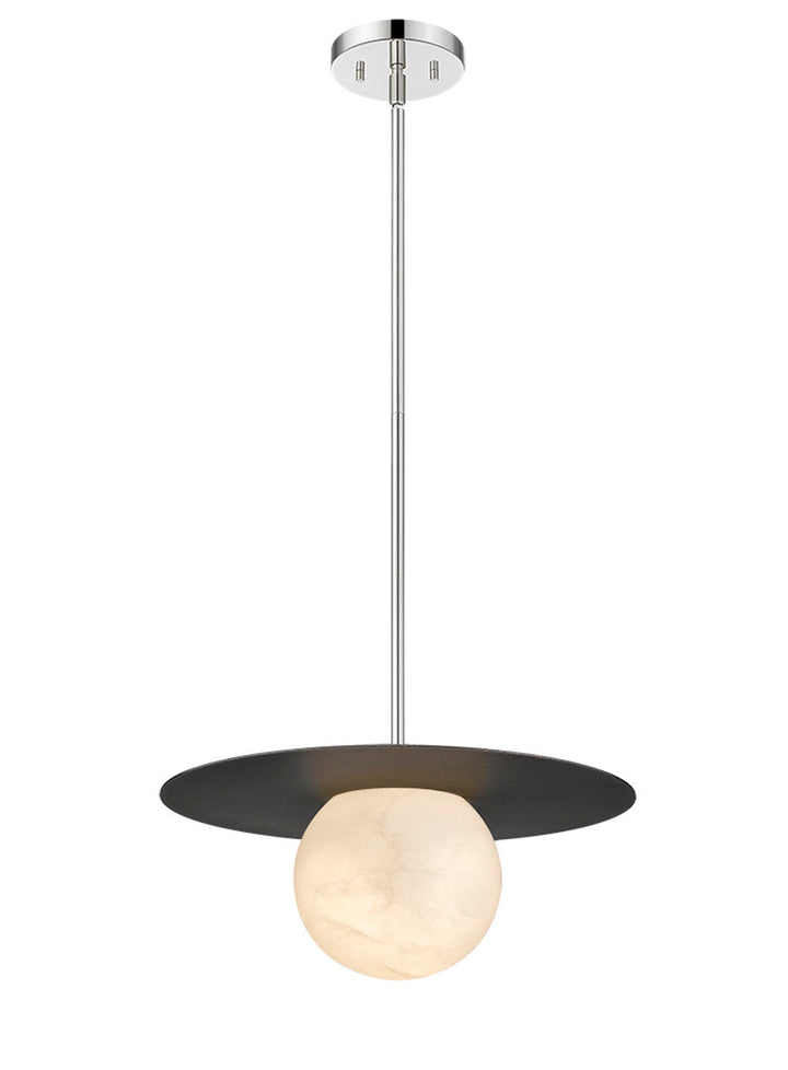 Moon Disk 1-Light Polished Nickel Carved Alabaster Pendant By Modition (Copy) Modition Lighting