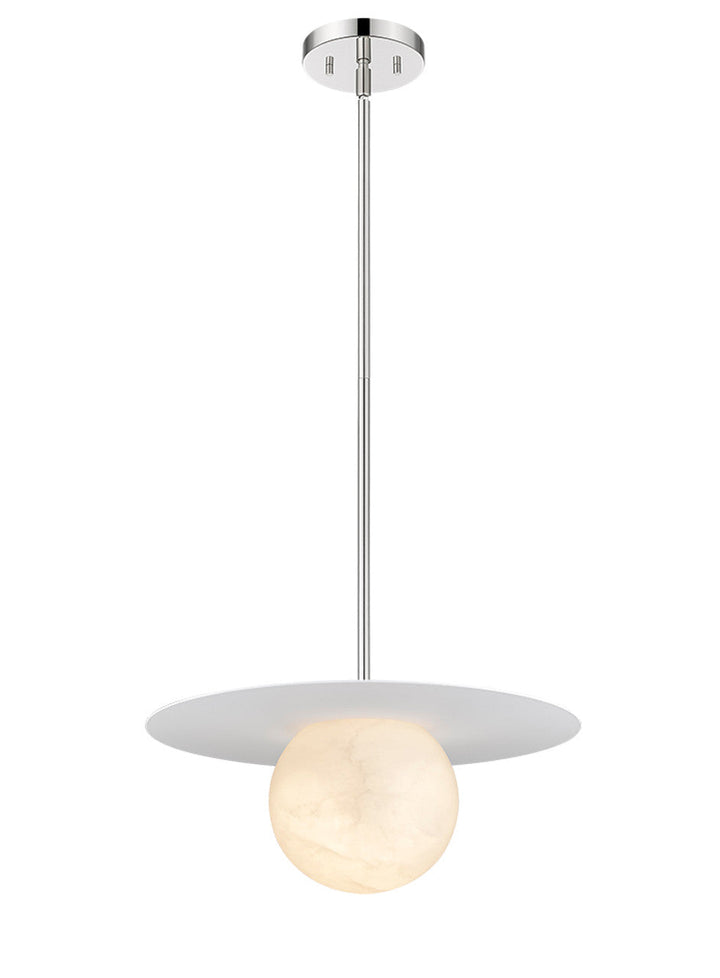 Moon Disk 1-Light Polished Nickel Carved Alabaster Pendant By Modition (Copy) Modition Lighting