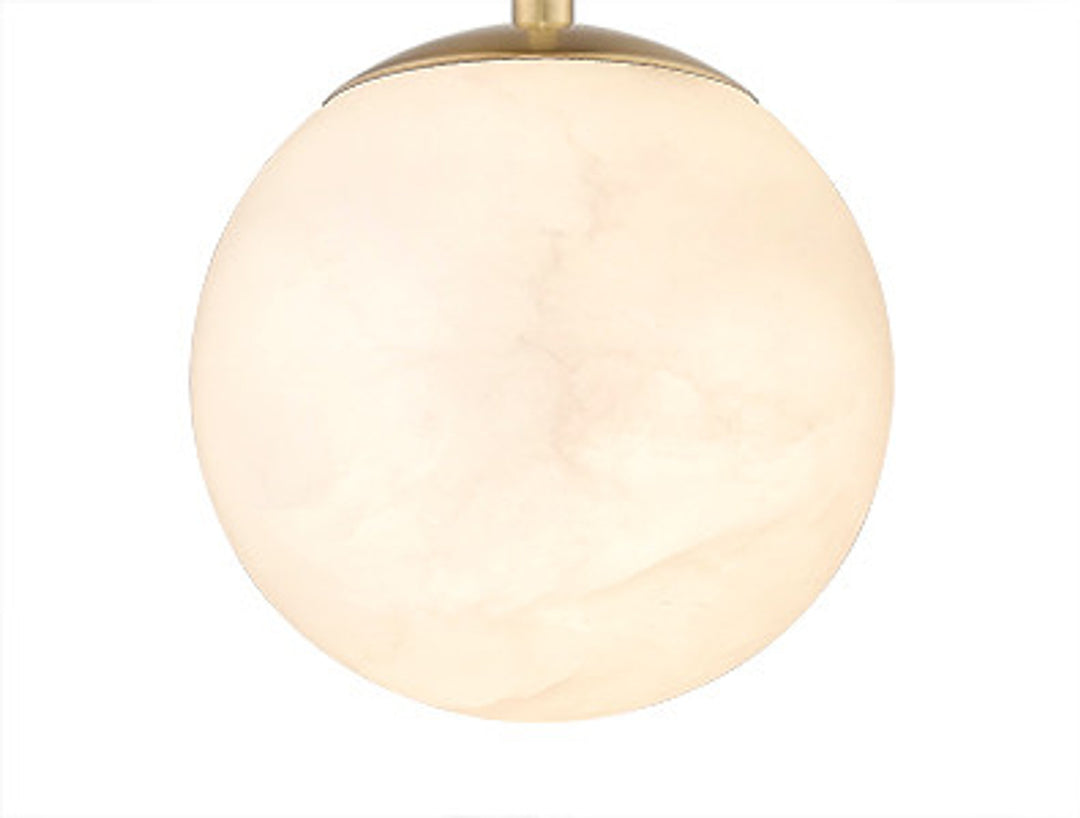 Moon Disk 1-Light White Carved Alabaster Pendant By Modition