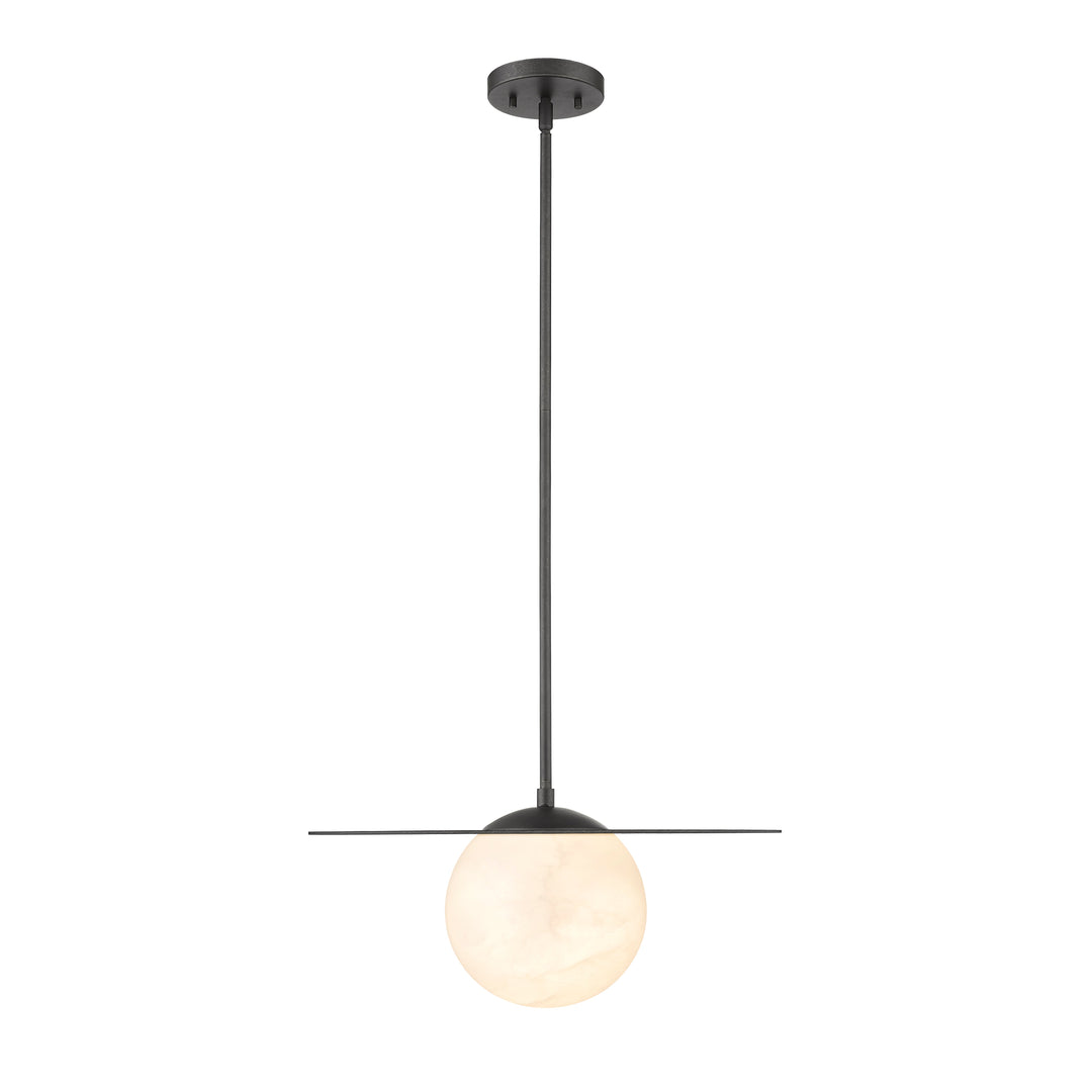 Moon Disk 1-Light Black Carved Alabaster Pendant By Modition - available from The Lighting Shoppe, trusted by Canadian homeowners