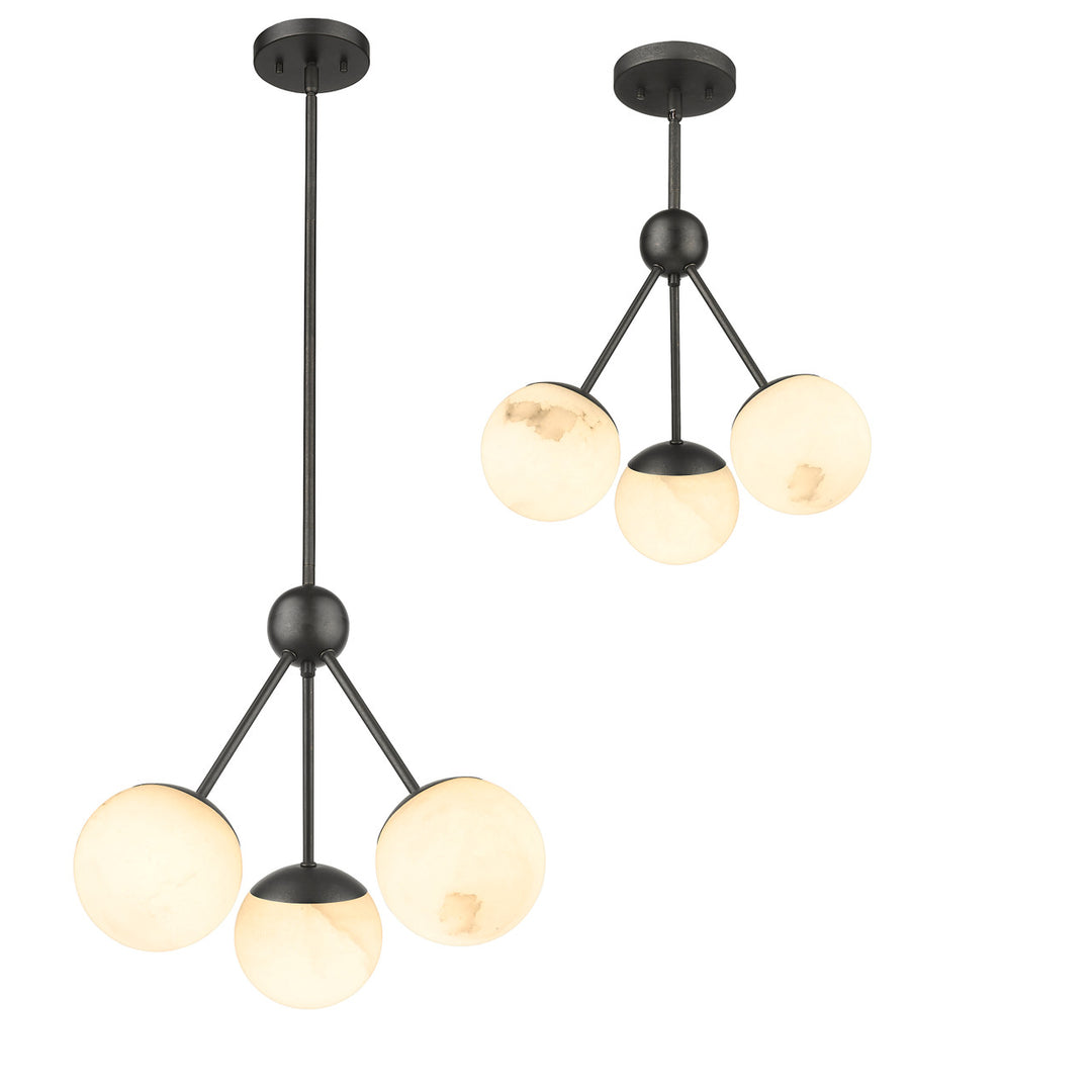 Amelia 3-Light Pendant Featuring Hand Carved Alabaster By Modition Lighting