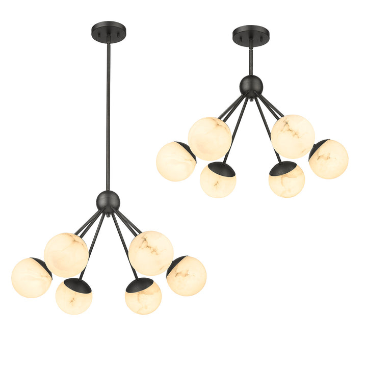 Amelia 6-Light Pendant Featuring Hand Carved Alabaster By Modition Lighting