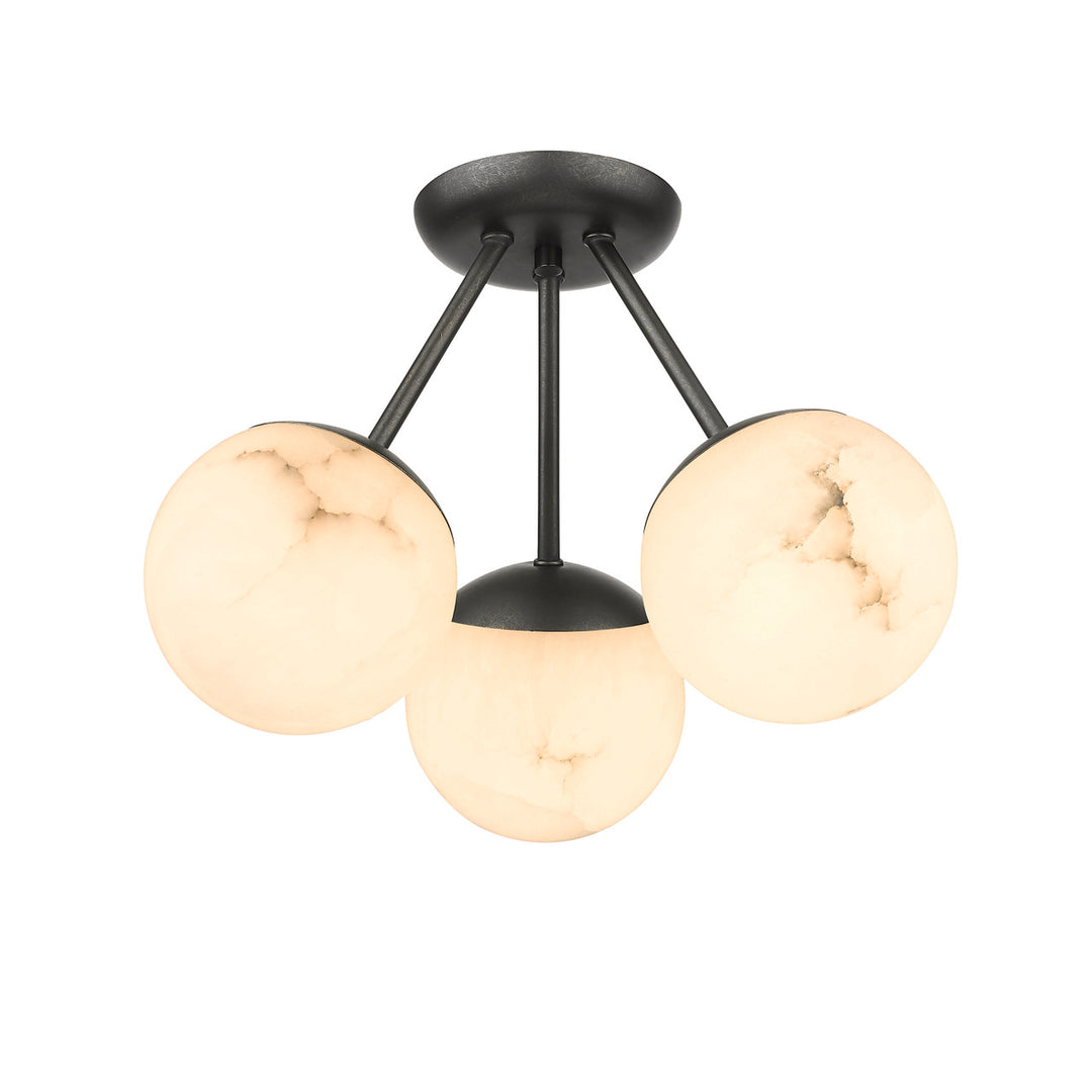 Amelia 3-Light Semi-Flush Light Featuring Hand Carved Alabaster By Modition Lighting - available from The Lighting Shoppe, trusted by Canadian homeowners