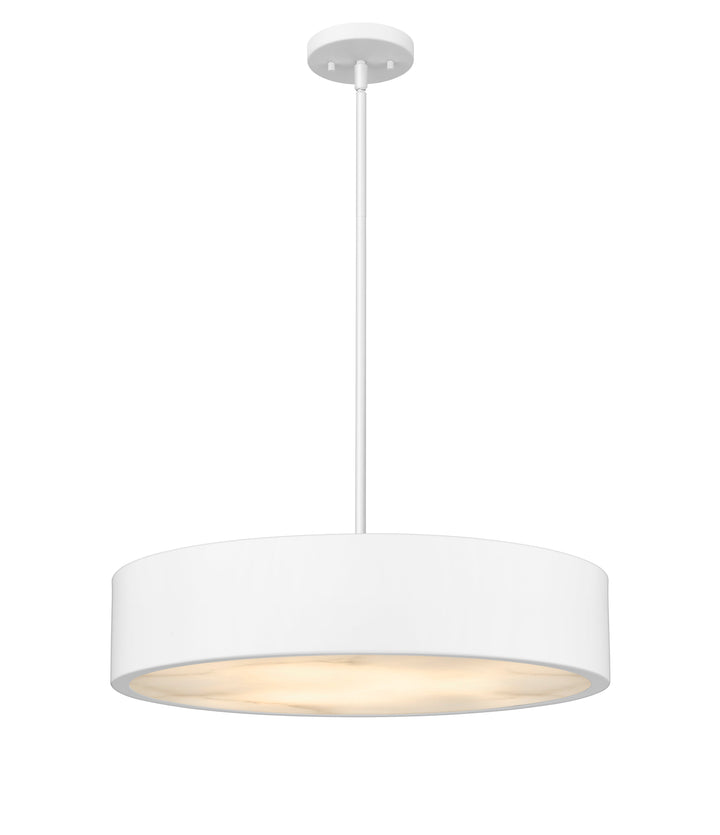 Piston 5-Light Polished Nickel Pendant Spanish Alabaster Stone Diffuser Modition Lighting