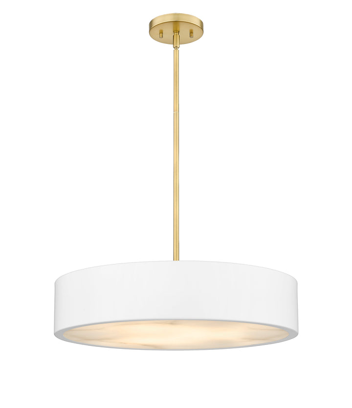 Piston 5-Light Polished Nickel Pendant Spanish Alabaster Stone Diffuser Modition Lighting
