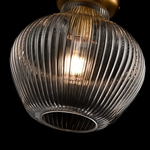 Notre Dame One Light Flushmount in Champagne Gold Clear Ribbed Glass
