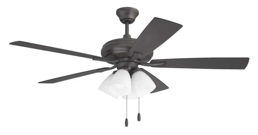 Eos 52" 5-Blade Frost 4 Light Ceiling Fan in Classic Bronze w/ ClassicBronze/Walnut Blades; Integrated Light Kit Craftmade Canada