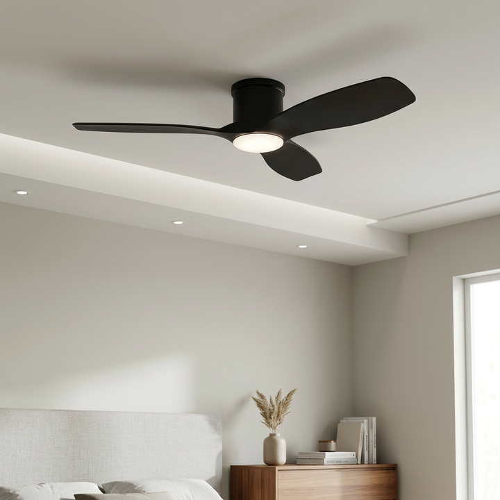 Apollo 52" Flush Ceiling Fan in Matte Black Mirage Lighting Group