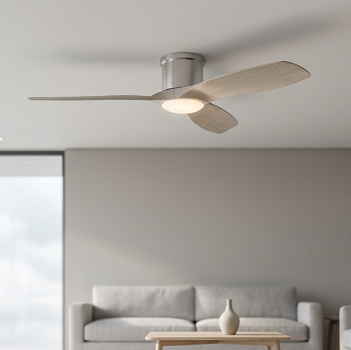 Apollo 52" Flush Ceiling Fan in Brushed Nickel with Driftwood Mirage Lighting Group