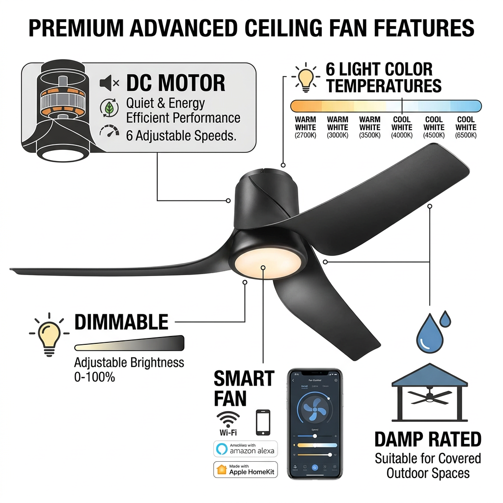 Banana Leaf 53" Flush Ceiling Fan Mirage Lighting