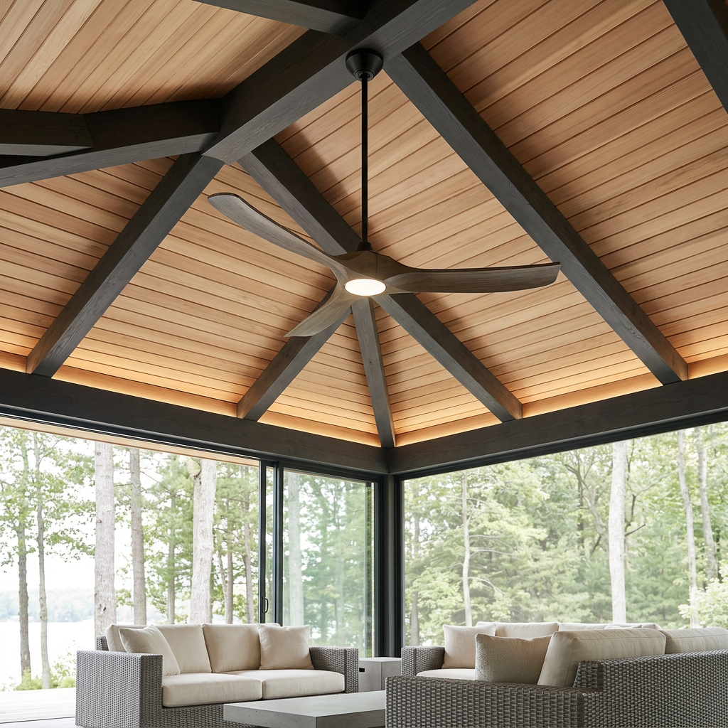 Woodern 60" Smart Ceiling Fan Matte Black with Weathered Oak Wood Blades Mirage Lighting Group