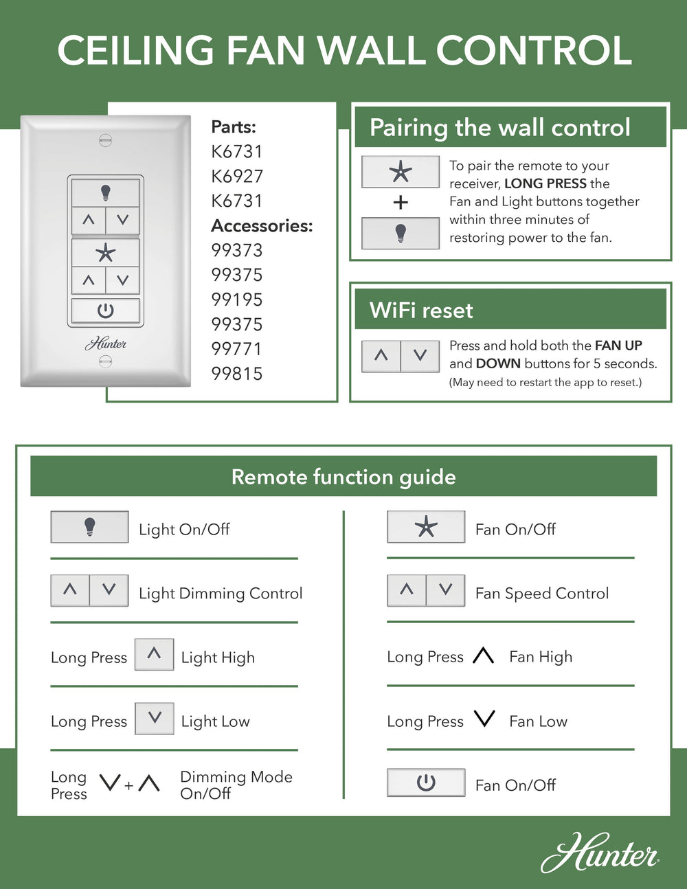 Universal Wall Control - 99195 Hunter Fan Canada