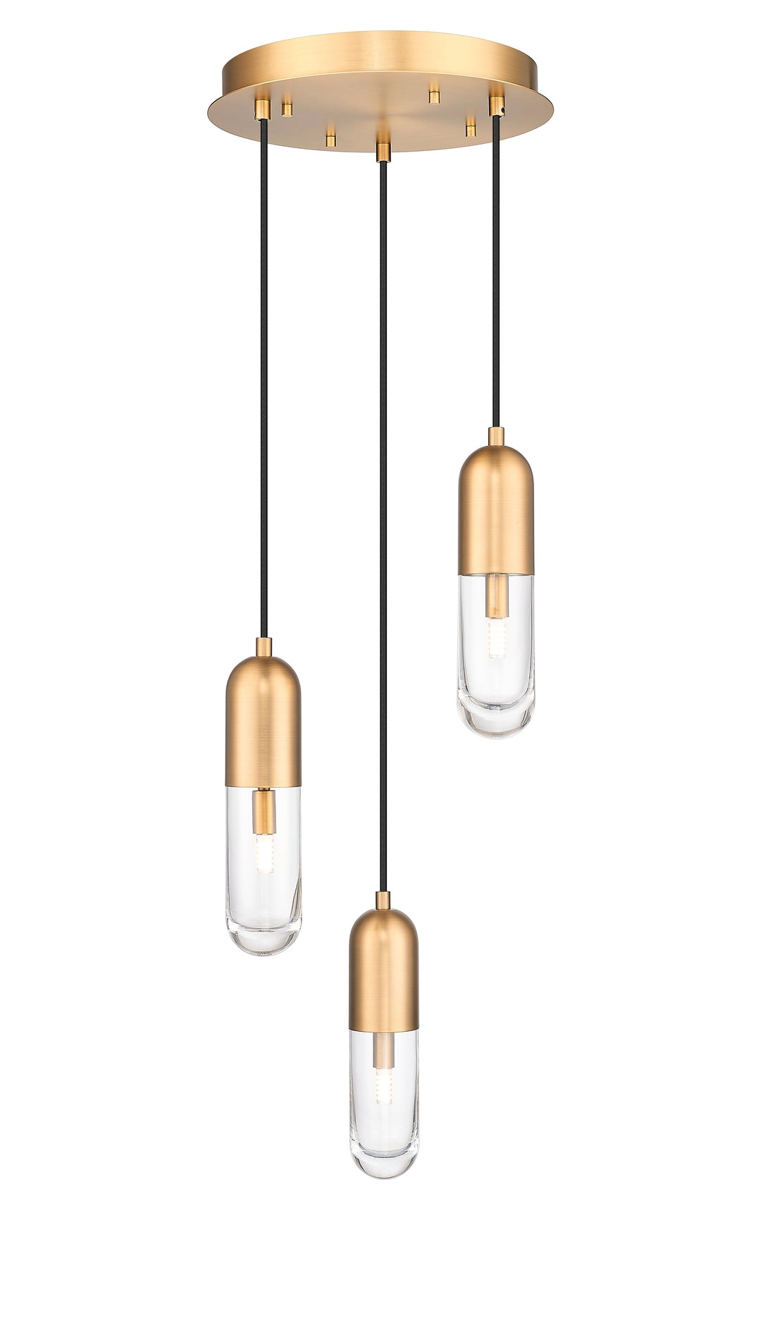 3 Light Pendant in Aged Brass Moderno Lighting