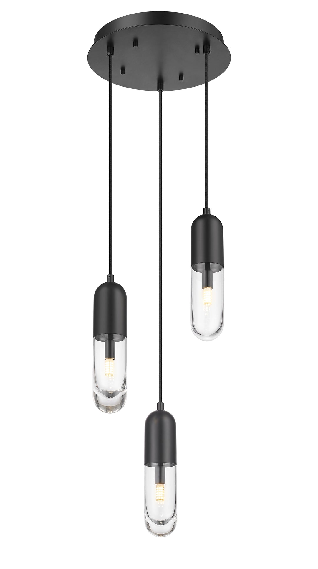 3 Light Pendant in Matte Black Moderno Lighting