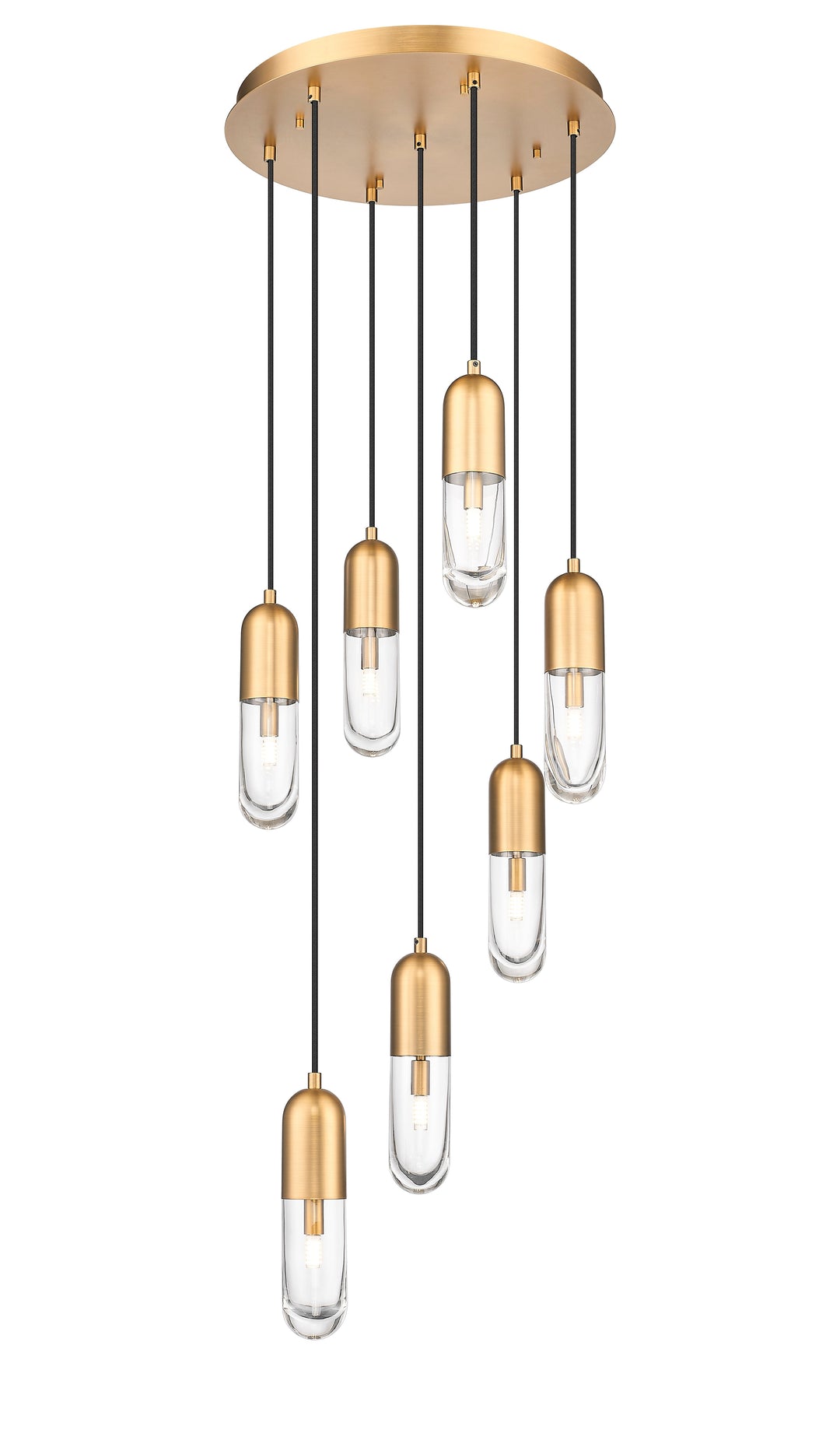 7 Light Pendant in Aged Brass Moderno Lighting