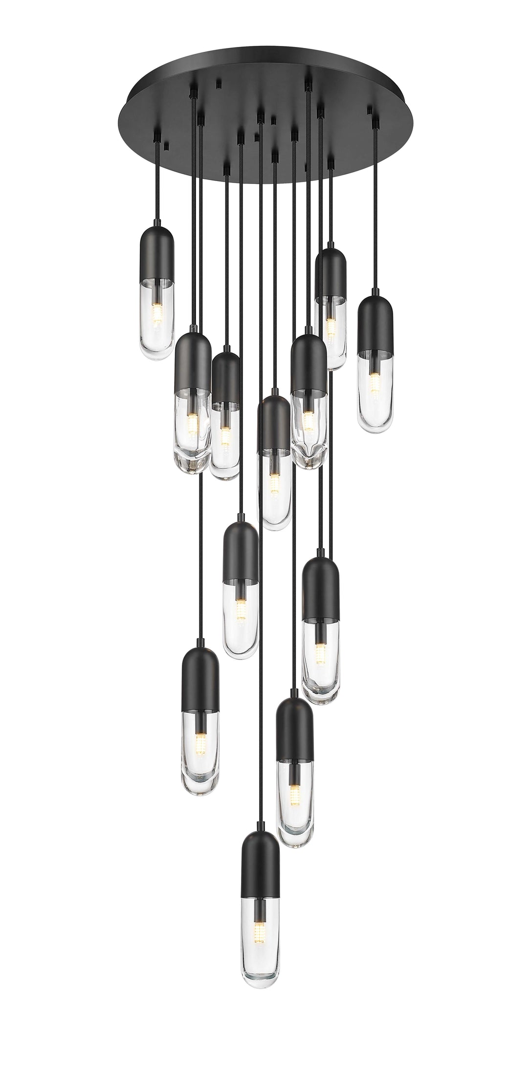 12 Light Pendant in Matte Black Moderno Lighting