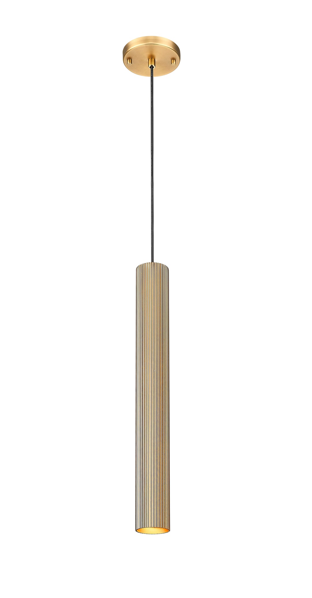 1 Light Pendant with Reeded Aluminum Shade in Aged Brass Moderno Lighting