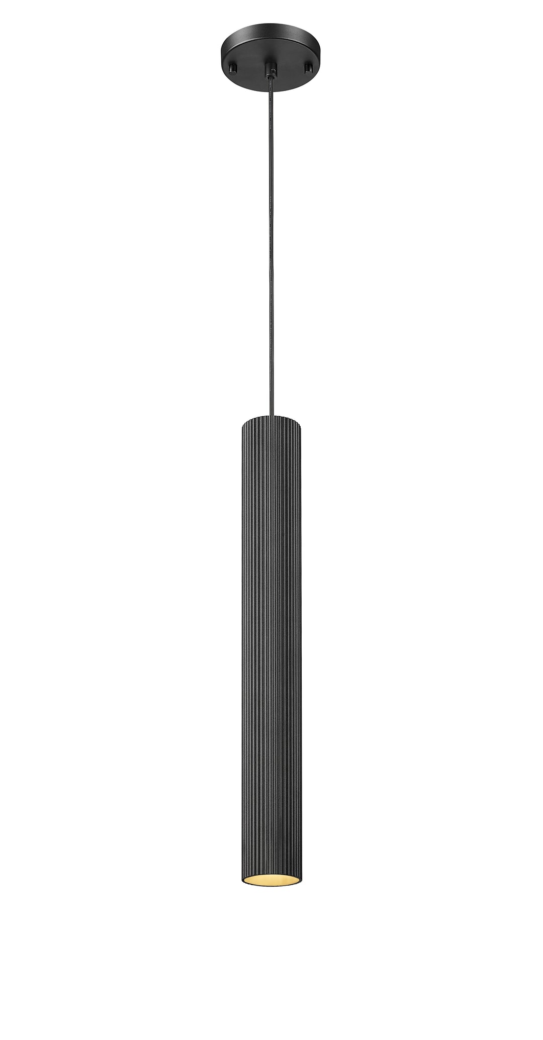 1 Light Pendant with Reeded Aluminum Shade in Textured Black Moderno Lighting