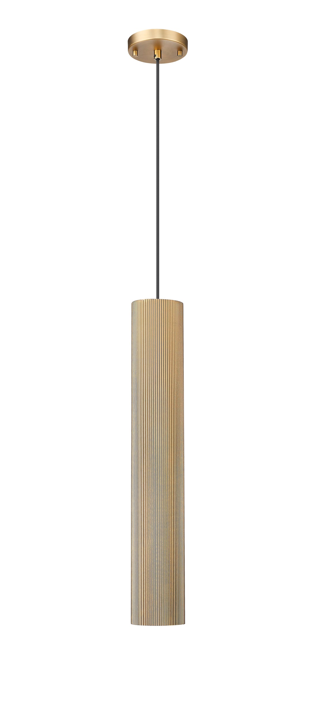 1 Light Pendant with Reeded Aluminum Shade in Aged Brass Moderno Lighting