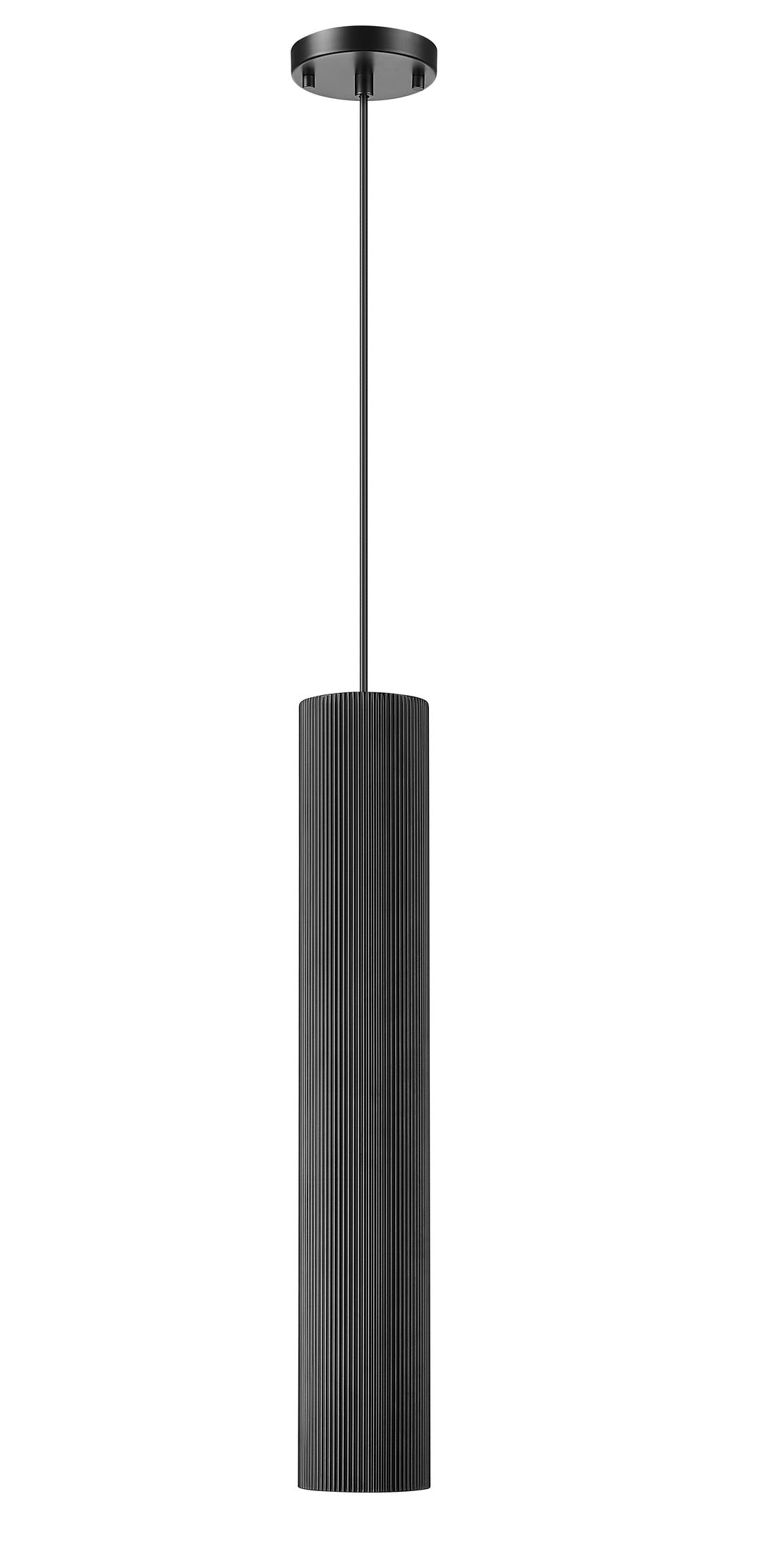1 Light Pendant with Reeded Aluminum Shade in Textured Black Moderno Lighting