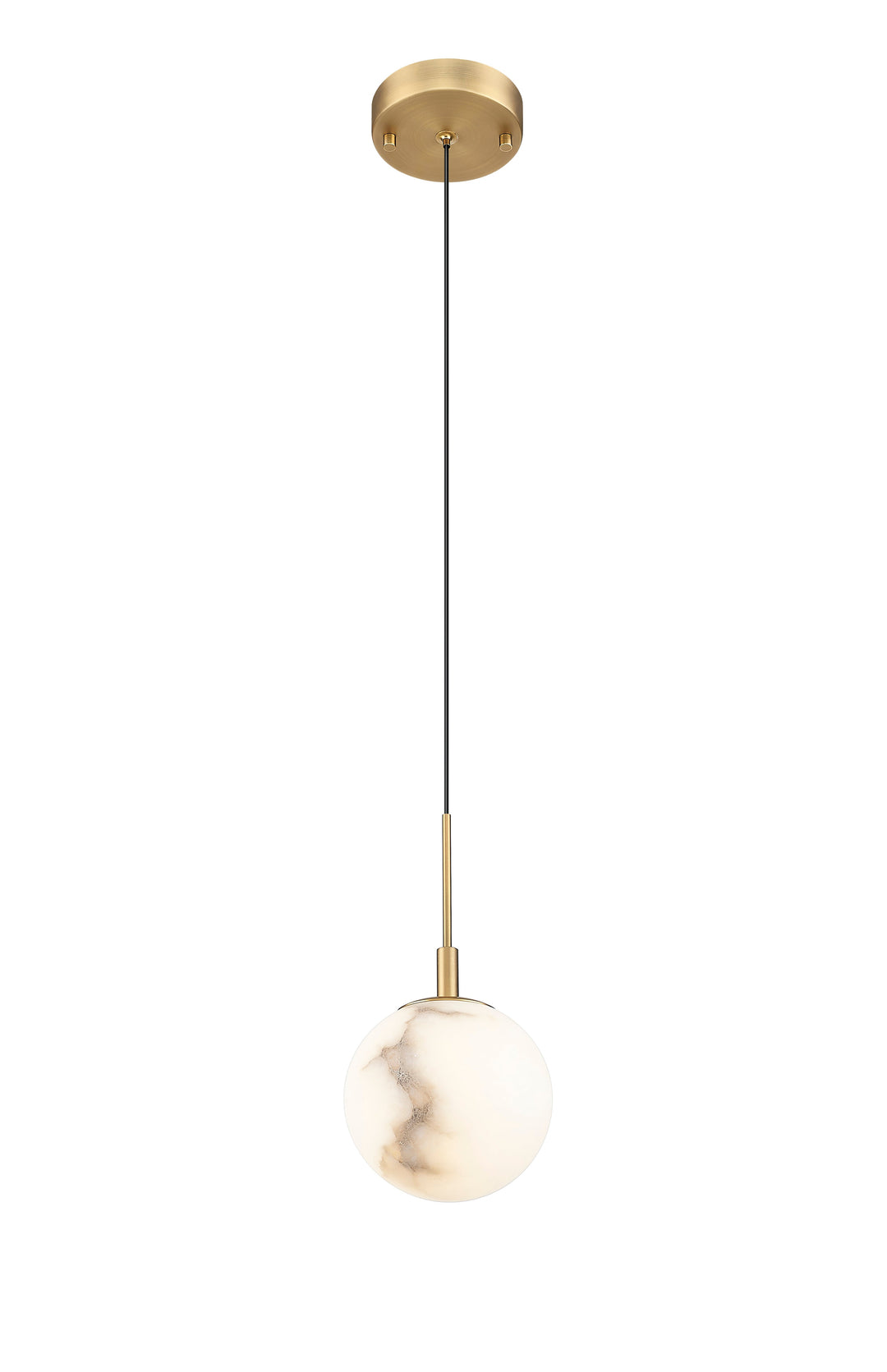 1 Light LED Pendant with Alabaster Stone in Aged Brass Moderno Lighting