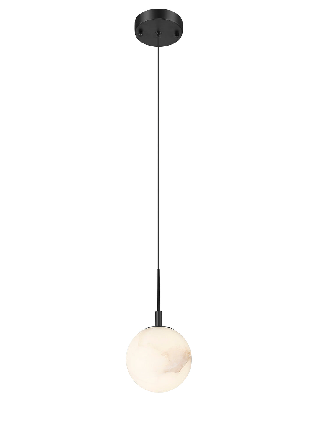 1 Light LED Pendant with Alabaster Stone in Matte Black Moderno Lighting