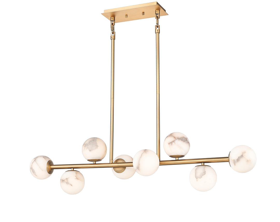 8 Light LED Linear Pendant in Aged Brass Moderno Lighting