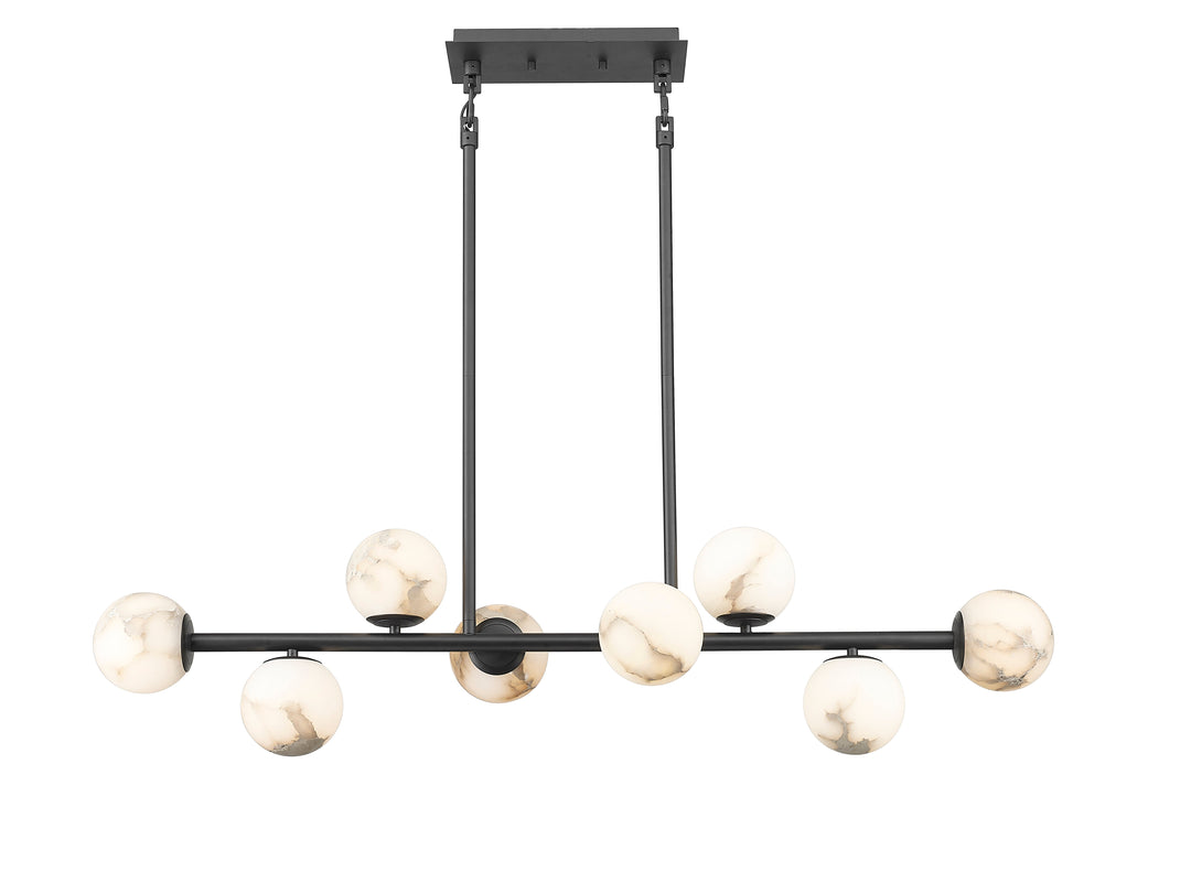 8 Light LED Linear Pendant in Matte Black Moderno Lighting