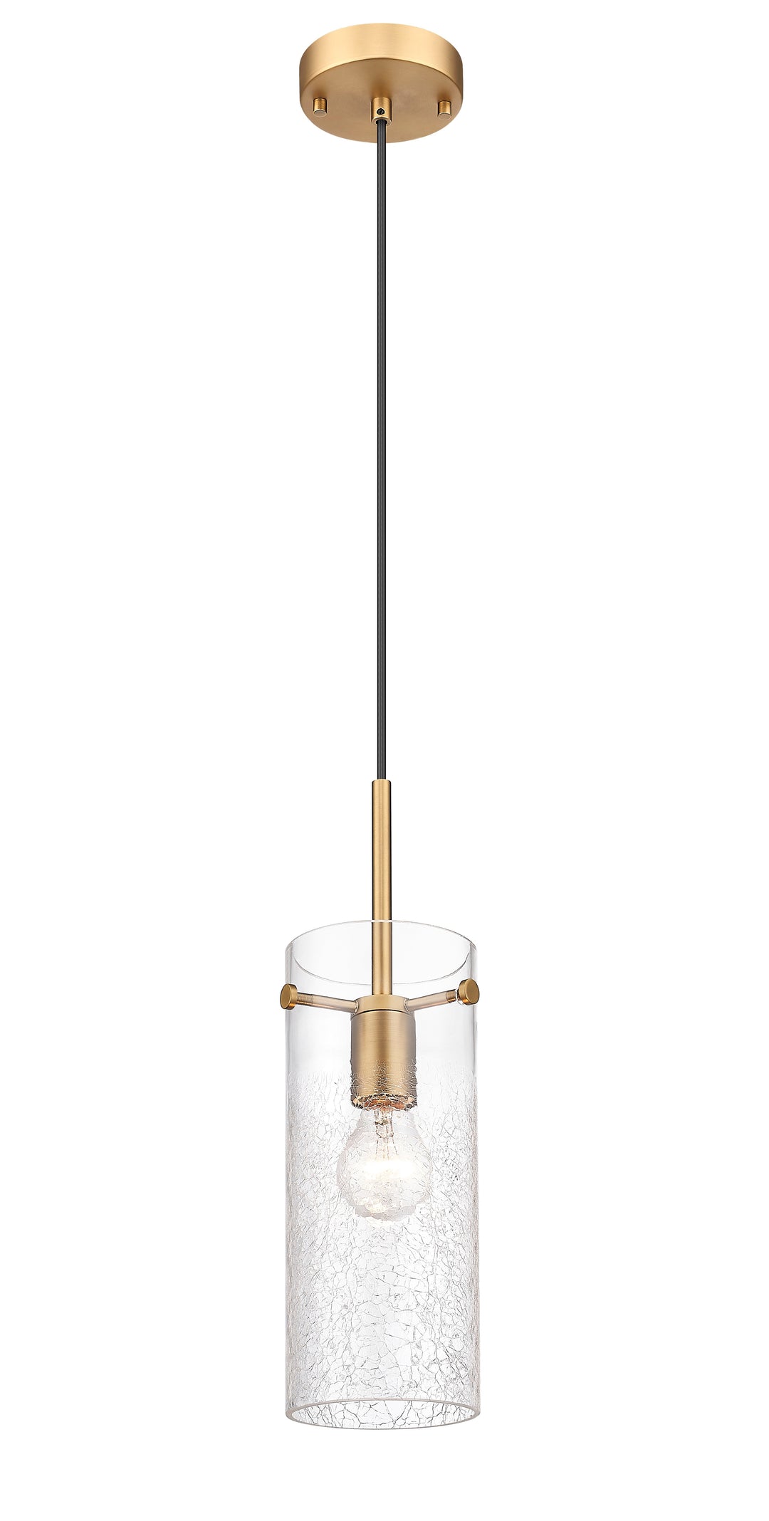 1 Light Pendant with Clear Crackle Glass in Aged Brass Moderno Lighting