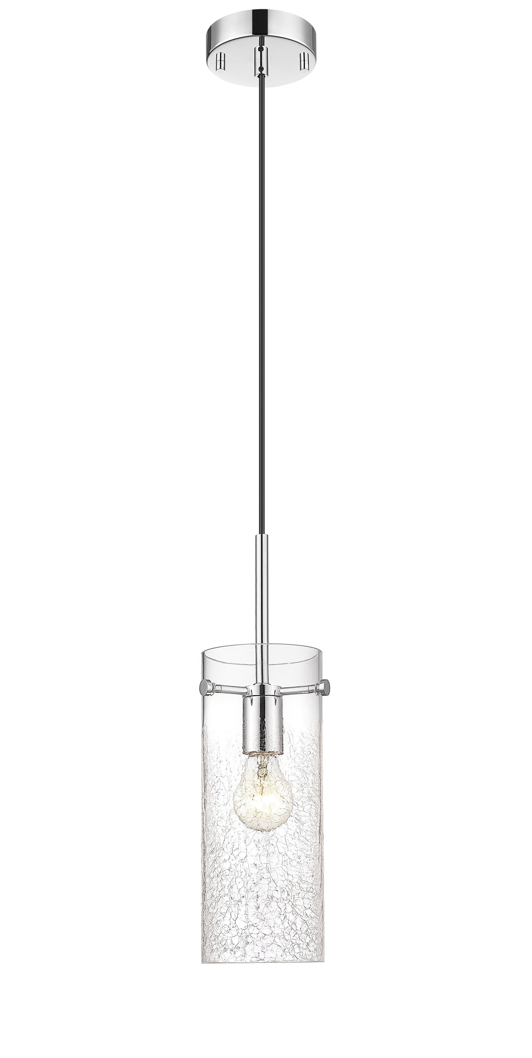 1 Light Pendant with Clear Crackle Glass in Polished Chrome Moderno Lighting