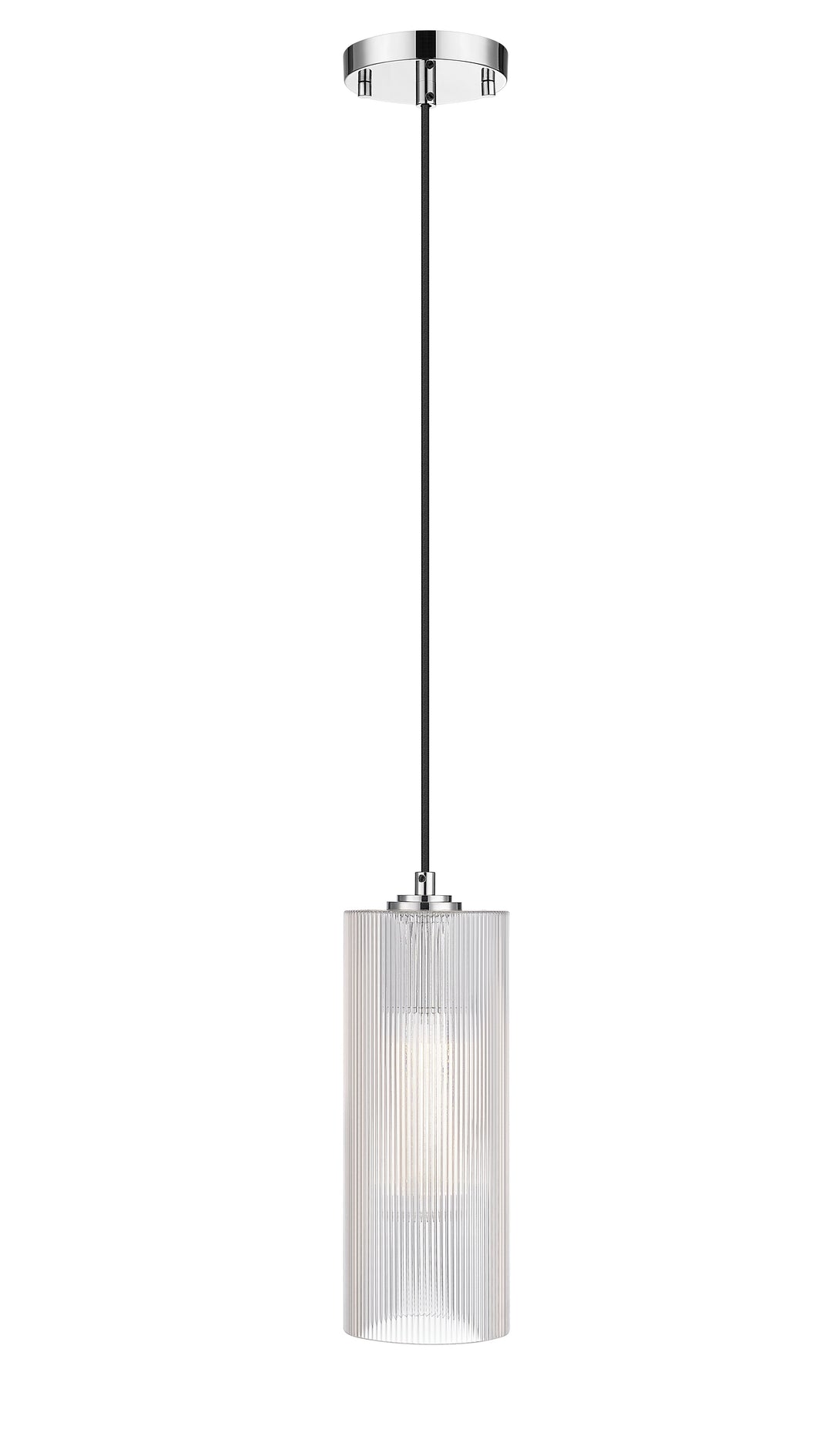 1 Light Pendant with Reeded Clear Glass in Polished Chrome Moderno Lighting
