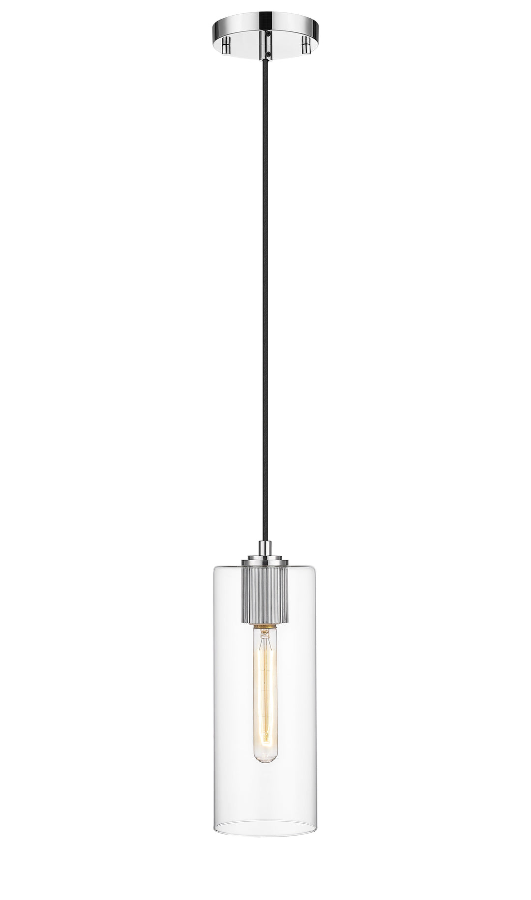 1 Light Pendant with Clear Cylinder Glass in Polished Chrome Moderno Lighting