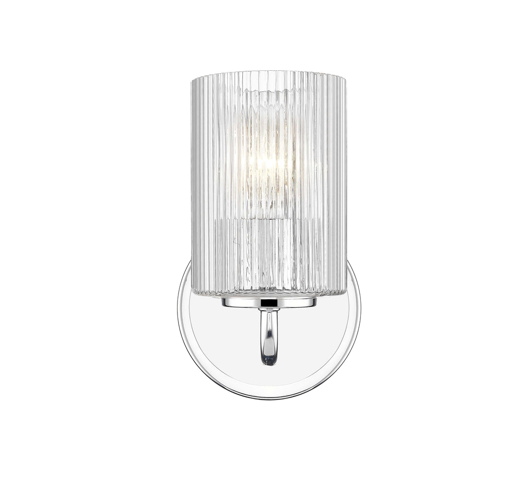 1 Light Wall Sconce with Reeded Clear Glass in Polished Chrome Moderno Lighting