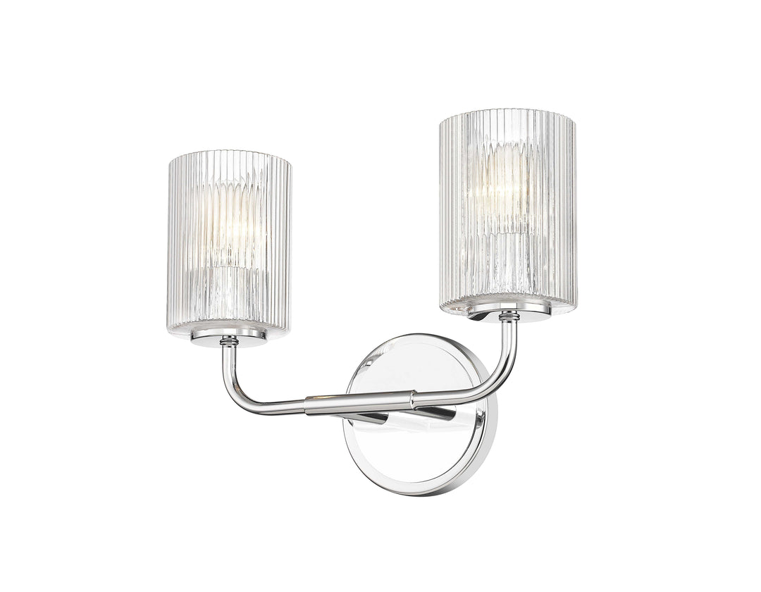 2 Light Vanity with Reeded Clear Glass in Polished Chrome Moderno Lighting
