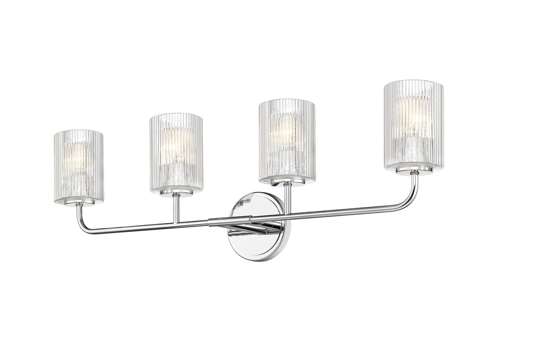4 Light Vanity with Reeded Clear Glass in Polished Chrome Moderno Lighting