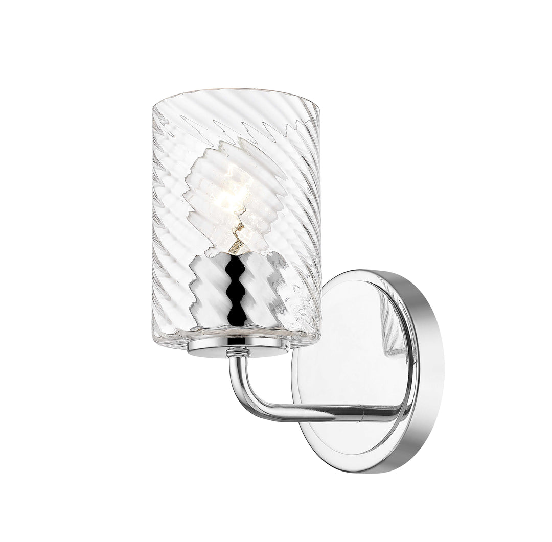 1 Light Wall Sconce with Swirl Clear Glass in Polished Chrome Moderno Lighting