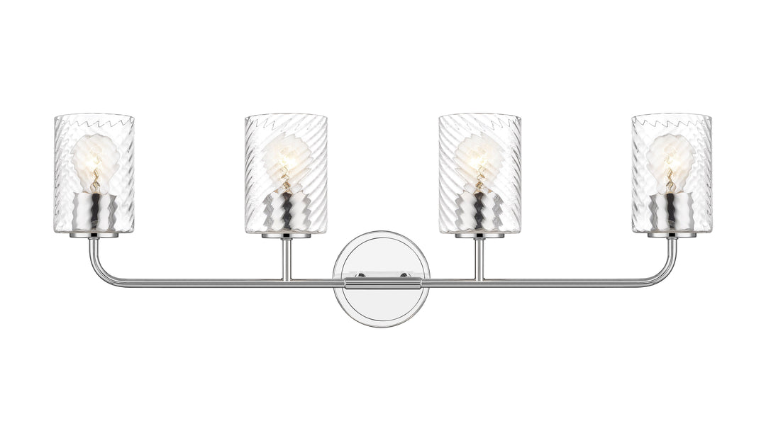 4 Light Vanity with Swirl Clear Glass in Polished Chrome Moderno Lighting