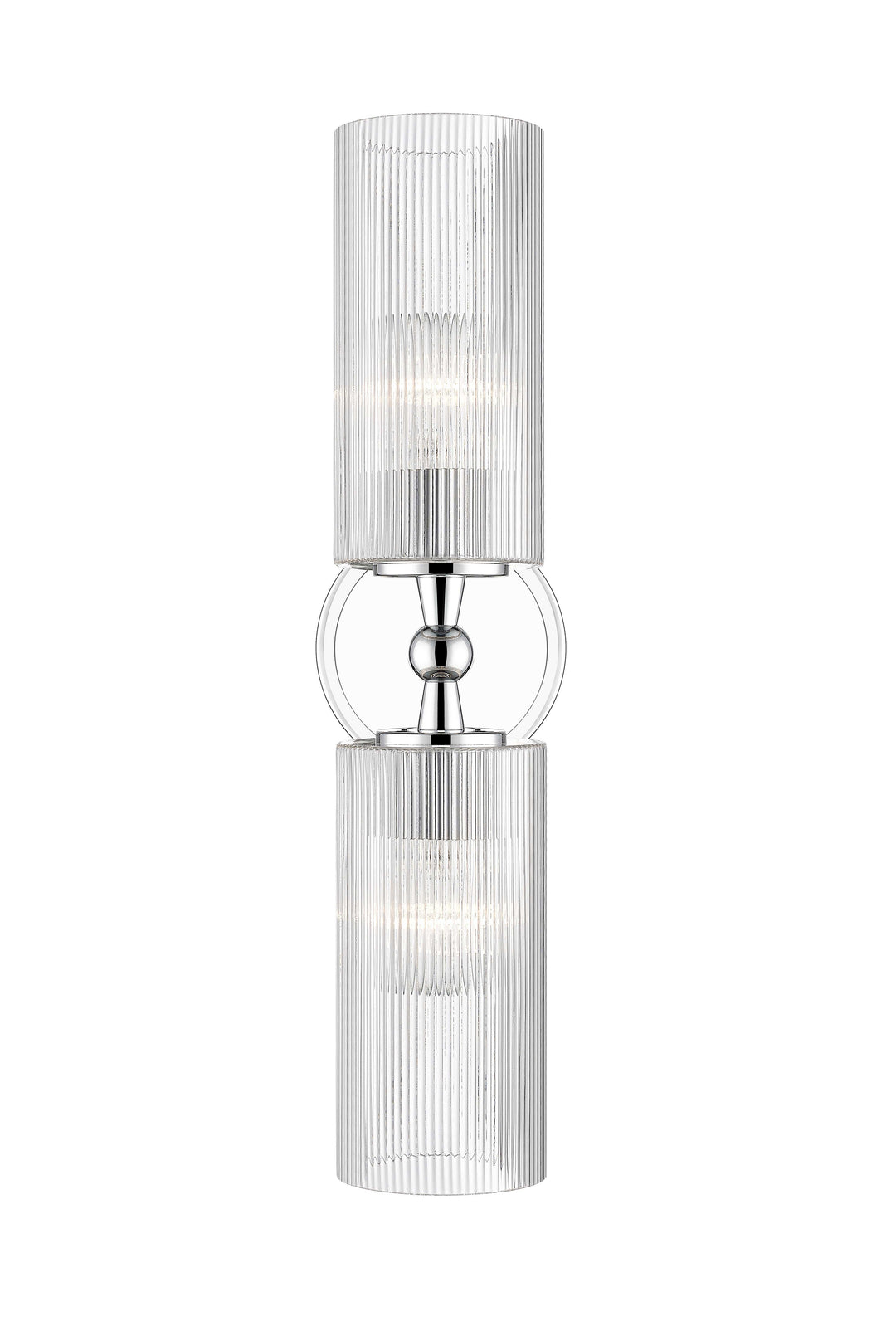 2 Light Wall Sconce with Reeded Clear Glass in Polished Chrome Moderno Lighting