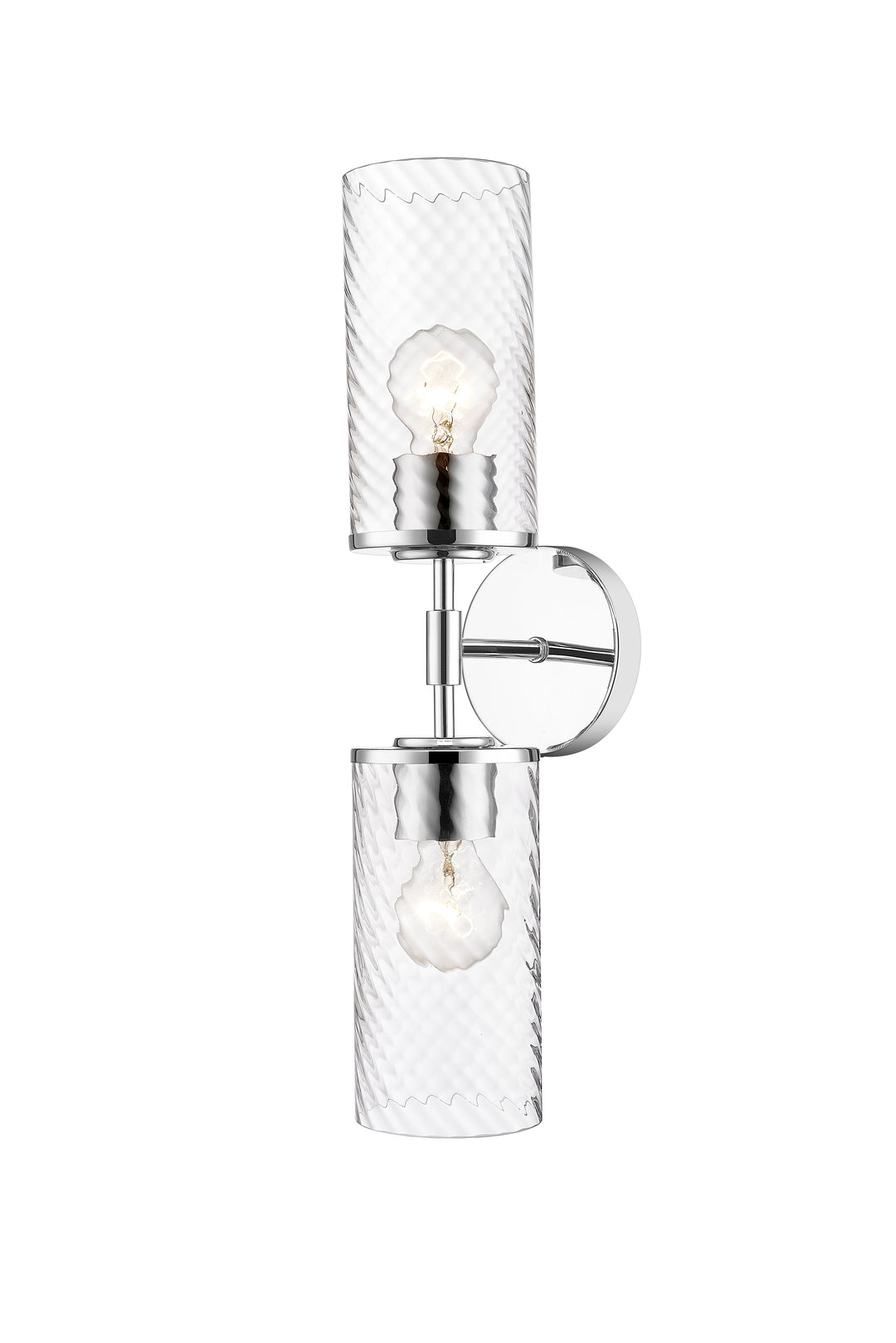 2 Light Wall Sconce with Swirl Clear Glass in Polished Chrome Moderno Lighting