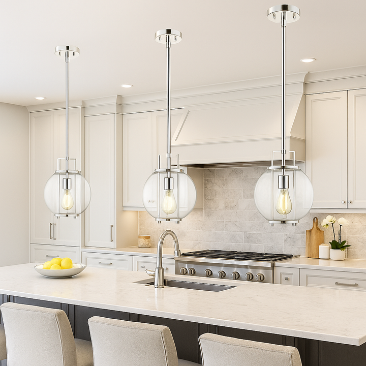 Orbem 1-Light 10" Polished Nickel Pendant