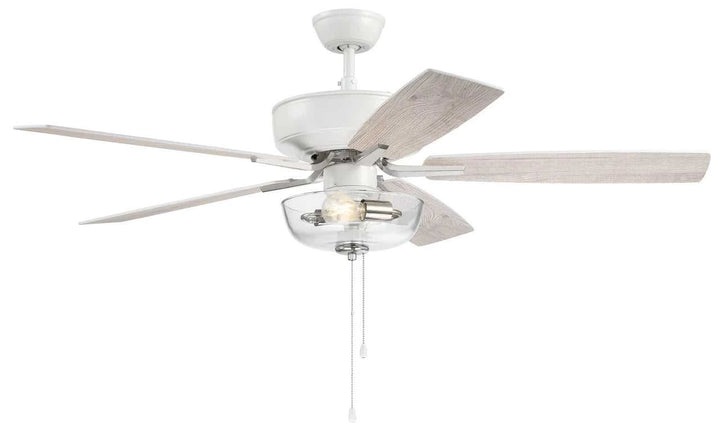 Pro Plus 101 52" 5-Blade Ceiling Fan in White/Polished Nickel w/ White/Washed Oak Blades; Light Kit Included (optional) Craftmade Canada