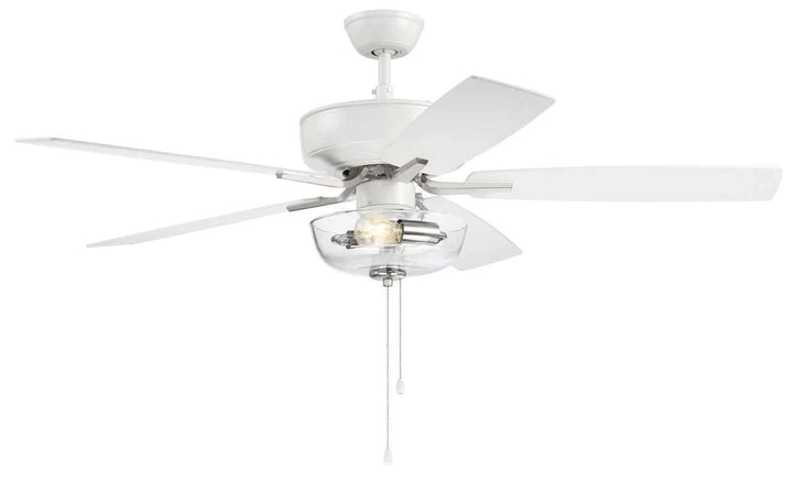 Pro Plus 101 52" 5-Blade Ceiling Fan in White/Polished Nickel w/ White/Washed Oak Blades; Light Kit Included (optional) Craftmade Canada