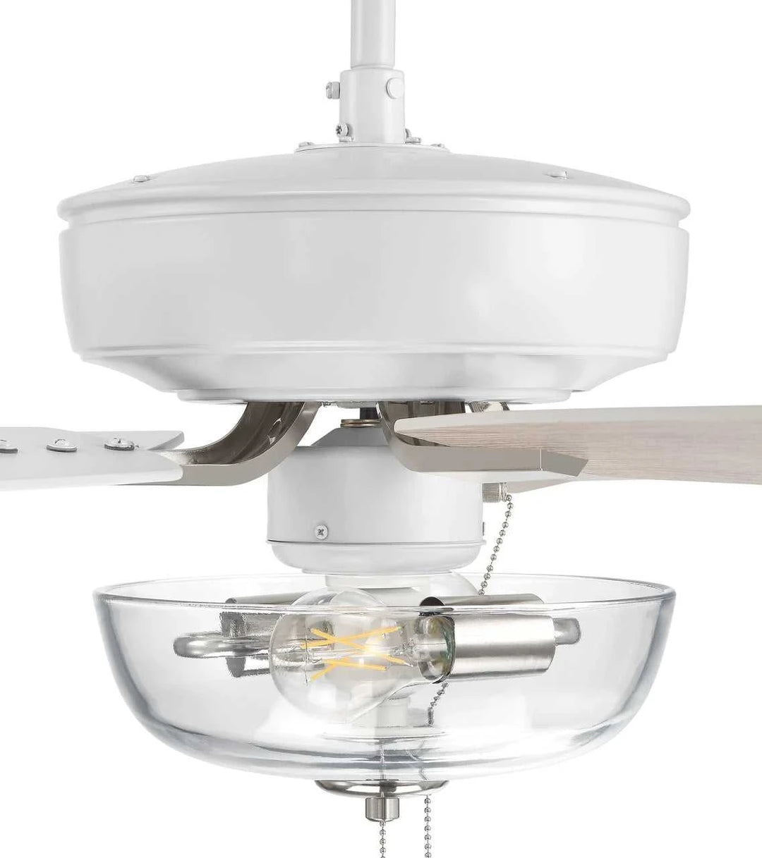 Pro Plus 101 52" 5-Blade Ceiling Fan in White/Polished Nickel w/ White/Washed Oak Blades; Light Kit Included (optional) Craftmade Canada
