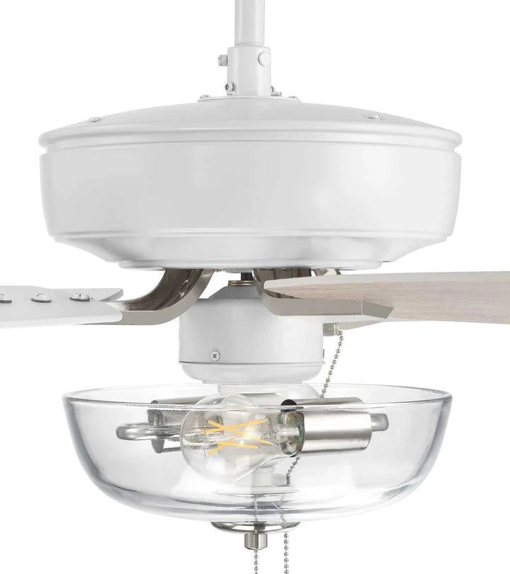 Pro Plus 101 52" 5-Blade Ceiling Fan in White/Polished Nickel w/ White/Washed Oak Blades; Light Kit Included (optional) Craftmade Canada