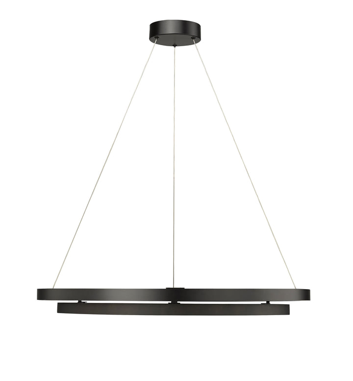 Du-Ring Flat Black & Black Wood Duo 30 Inch Integrated LED Round Chandelier By Modition Lighting - available from The Lighting Shoppe, trusted by Canadian homeowners