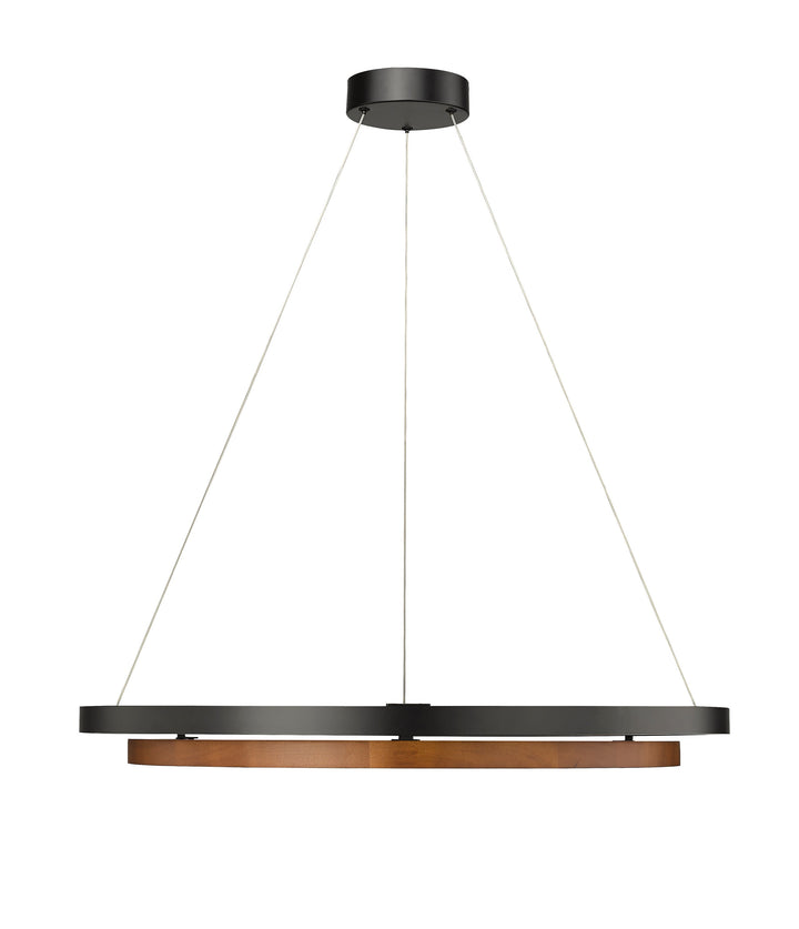 Du-Ring Flat Black & Barn Wood Duo 30 Inch Integrated LED Round Chandelier By Modition Lighting - available from The Lighting Shoppe, trusted by Canadian homeowners