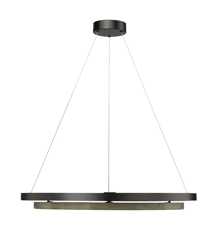 Du-Ring Flat Black & Gray Wood Duo 30 Inch Integrated LED Round Chandelier By Modition Lighting