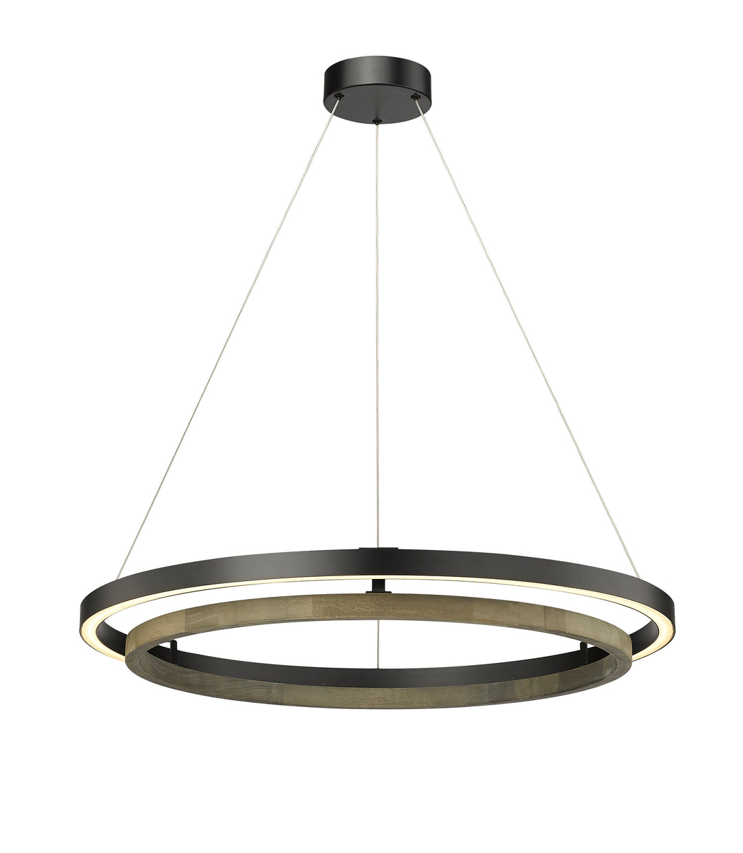 Du-Ring Flat Black & Gray Wood Duo 30 Inch Integrated LED Round Chandelier By Modition Lighting - available from The Lighting Shoppe, trusted by Canadian homeowners