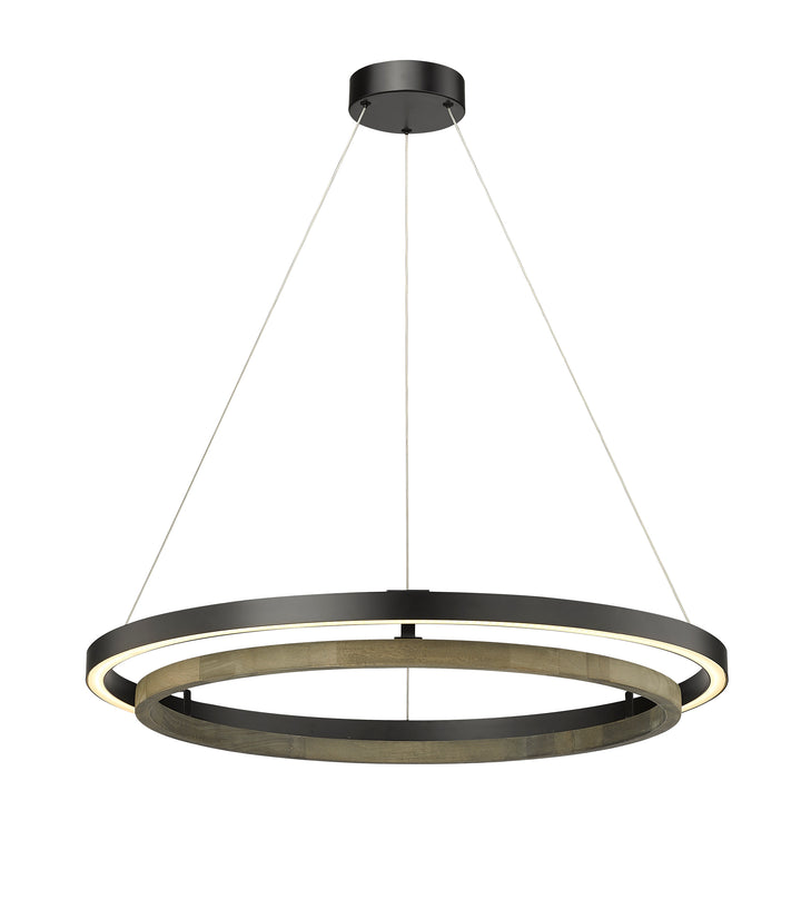 Du-Ring Flat Black & Gray Wood Duo 30 Inch Integrated LED Round Chandelier By Modition Lighting - available from The Lighting Shoppe, trusted by Canadian homeowners